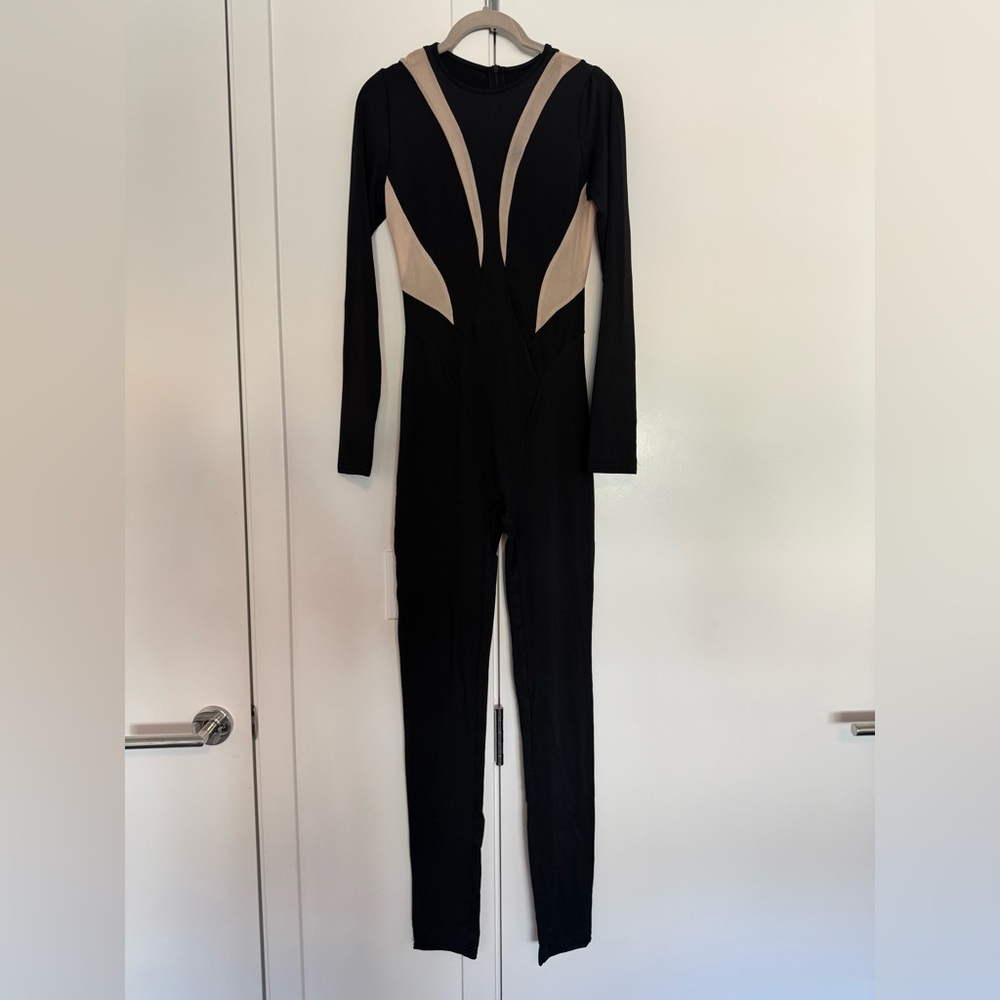 Black and Sheer Mesh Jumpsuit
